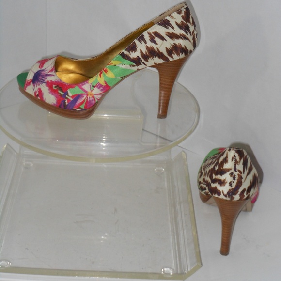 NINE WEST PEEP TOE MULTI-COLOR CLASSIC PUMPS - Picture 6 of 7